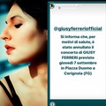 Annullato il concerto di Giusy Ferreri a Cerignola