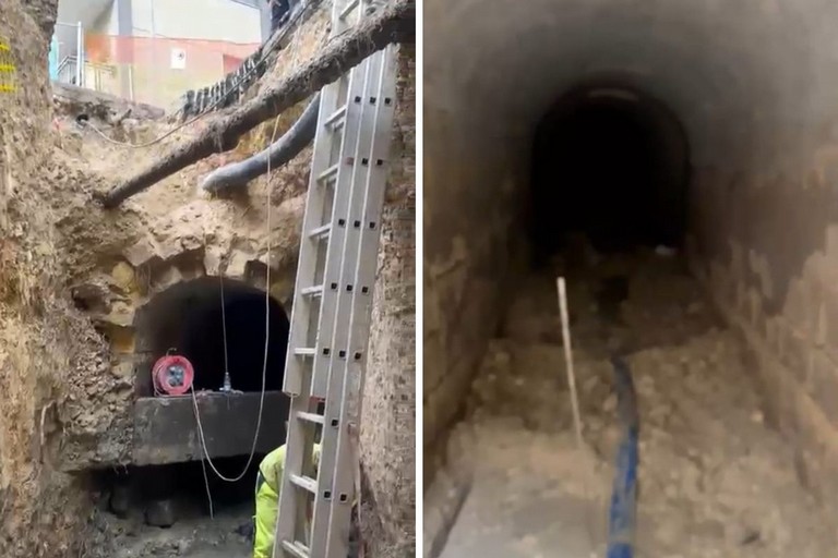 Voragine in via Di Vittorio: durante i lavori emerge un misterioso cunicolo sotterraneo
