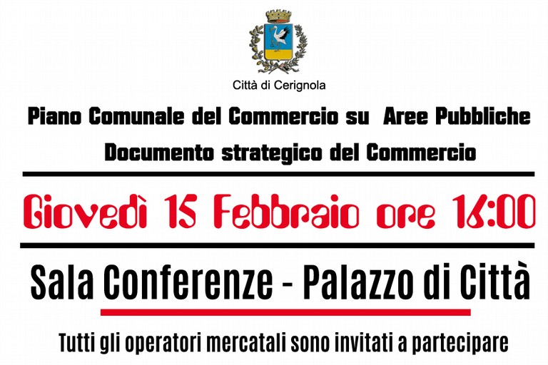 Invitto riunione piano comunale del commercio