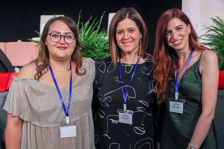 Rossella Bruno (al centro) all'ultima edizione della Fiera del libro di Cerignola. <span>Foto Vito Monopoli</span>